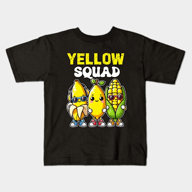 Yellow Squad Banana Lemon And Corn Kids T-Shirt by hippohost